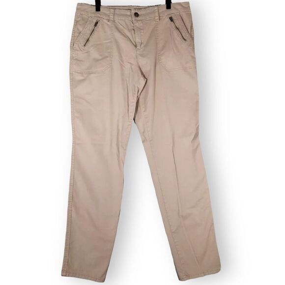 J.C.P. Y2K Khaki Pants Size 12 Tall Stretch Cotton Blend Mid-Rise Tan Slacks - Picture 2 of 10
